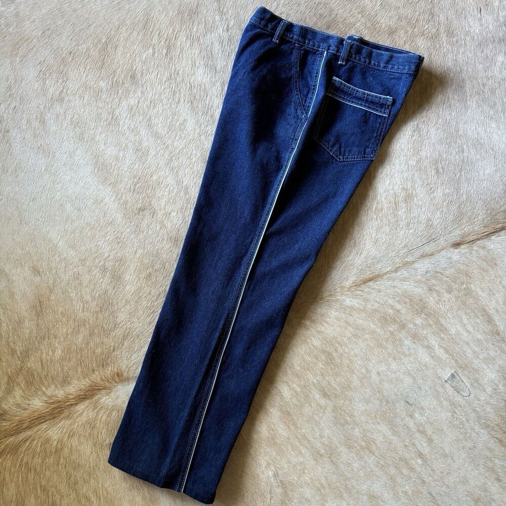 Vintage Sears Denim Jeans Women 8/10 High Rise Wide Leg Side Stripe Retro Skater
